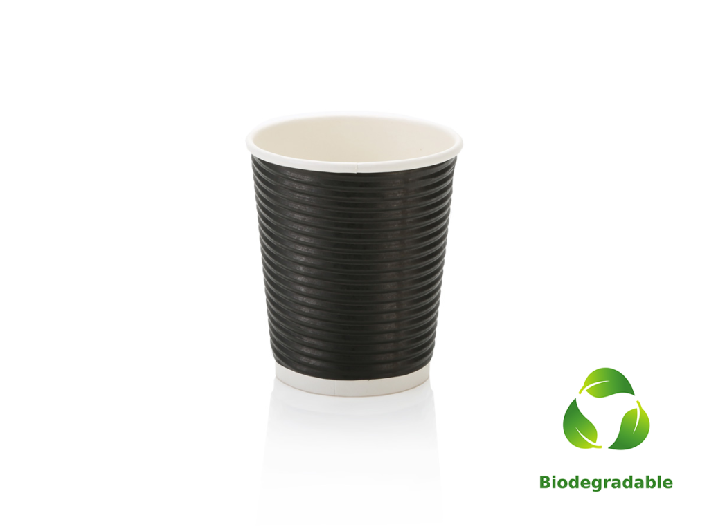 Black Cup Ripple 250ml Biodegradable