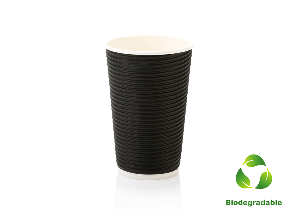 Black Cup Ripple 500ml Biodegradable